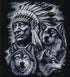 Close up of the finished Native American chief and three wolves diamond painting | Azurra Shop