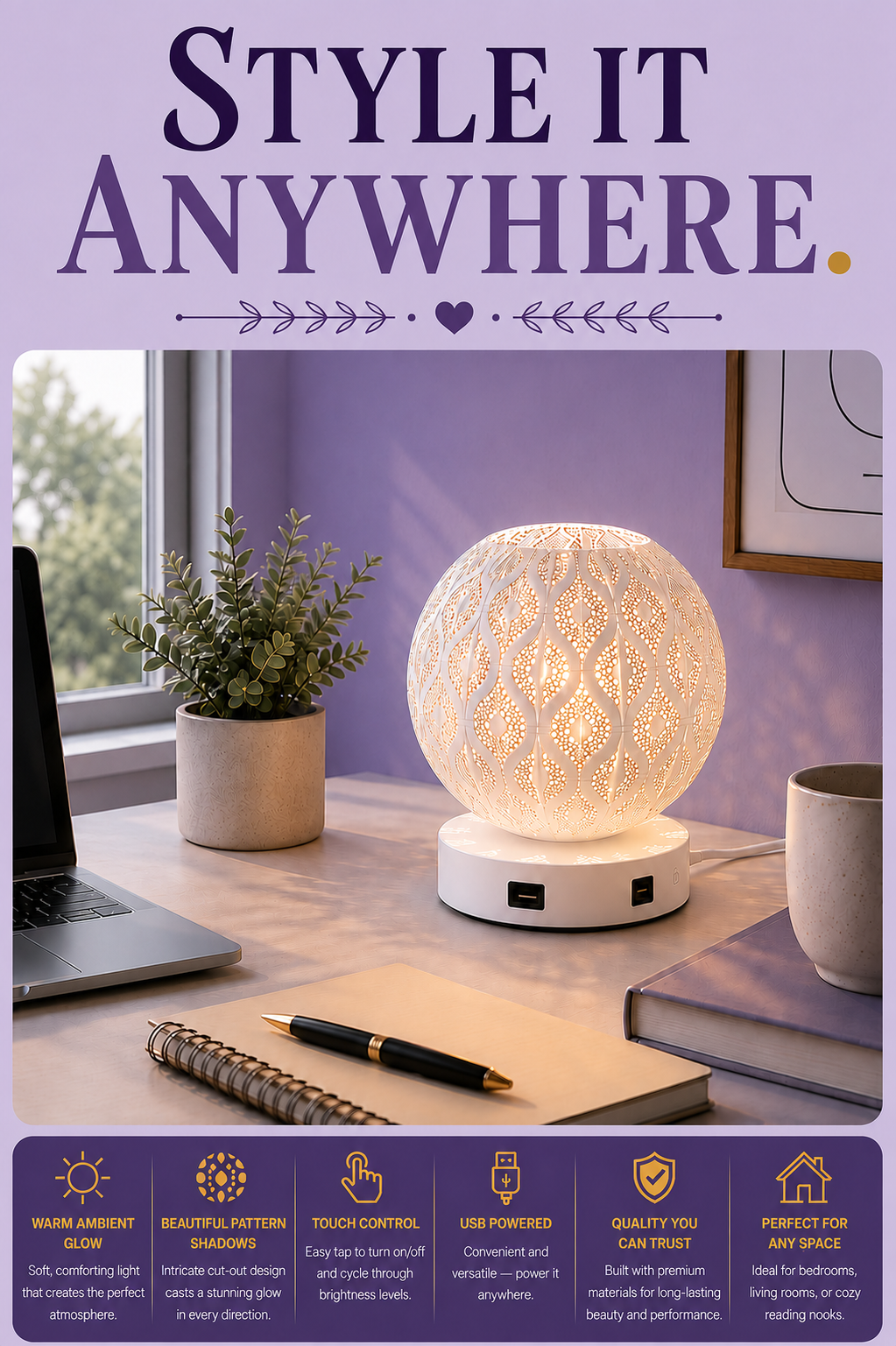 Iron Bedside Atmosphere Table Lamp