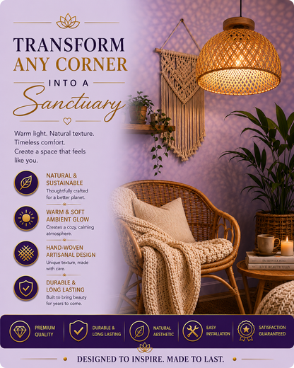 Hand-Woven Wood Ceiling Lamp