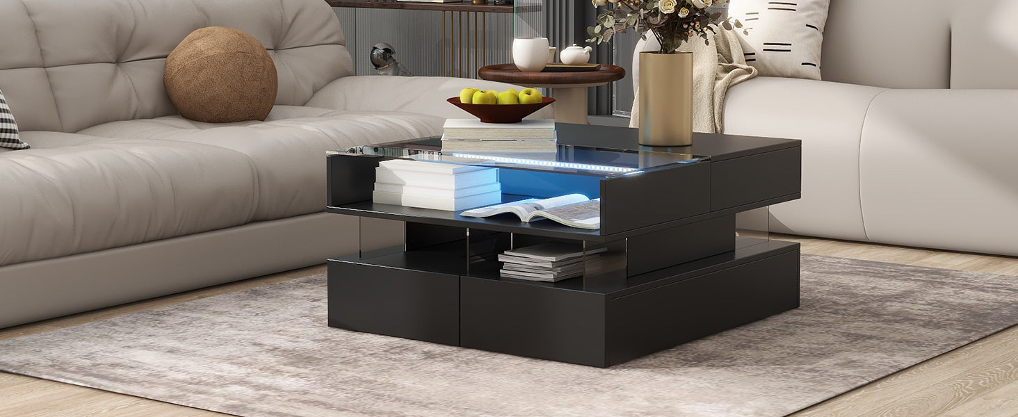 Lift-Top Coffee Table with LED Lights
