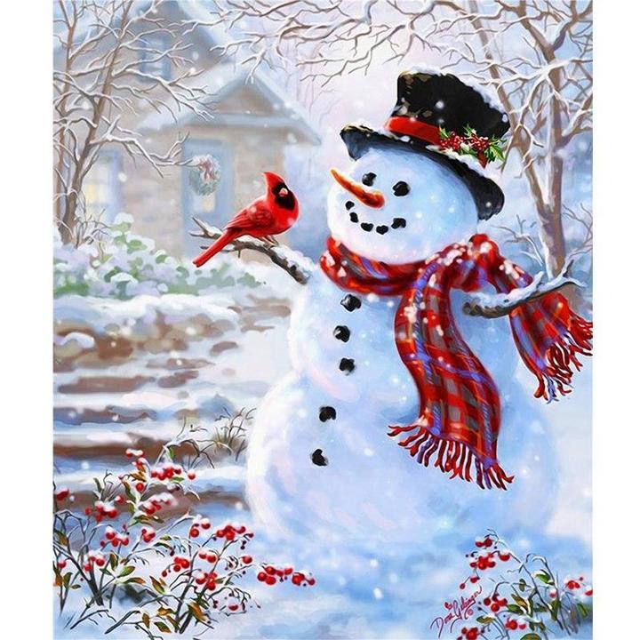 Snowman diamond painting kit – 12x16" festive winter holiday wall art by Azurra Shop
