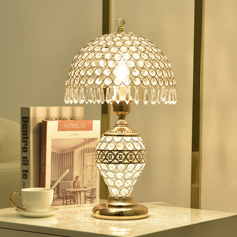 Luxurious Crystal Bedside Table Lamp — European style, 3 designs, button/dimmer/remote control, EU or US 110V — Azurra Shop