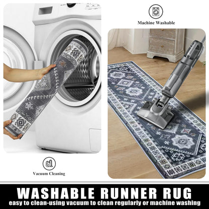 Boho Kitchen Rug Set — 3 Piece Faux Wool with Runner