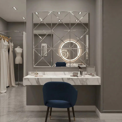 3D Beveled Glass Square Wall Mirror — 32x32"
