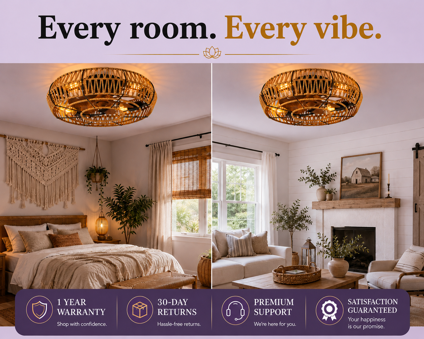 19" Boho Caged Ceiling Fan with Light &amp; Remote