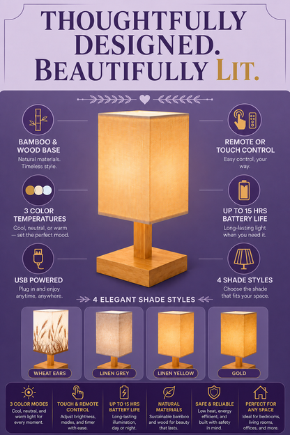 Bamboo &amp; Wood LED Night Light