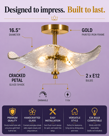 16.5" Gold Semi Flush Mount Ceiling Light