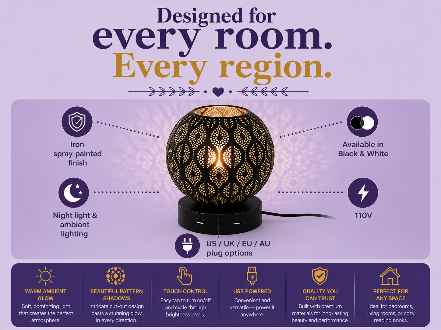 Iron Bedside Atmosphere Table Lamp