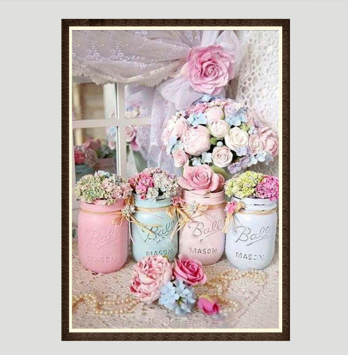 Rose Vase Diamond Painting in Pink - 5D DIY Kit Available in 6 Sizes | Azurra Shop