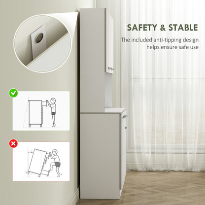 71" White Kitchen Pantry Cabinet with Microwave Stand