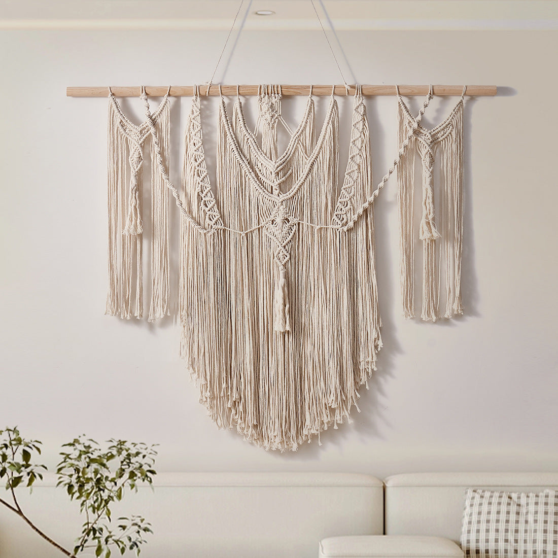 Bohemian Tassel Tapestry Nordic Wall Hanging (Wood stick not included)