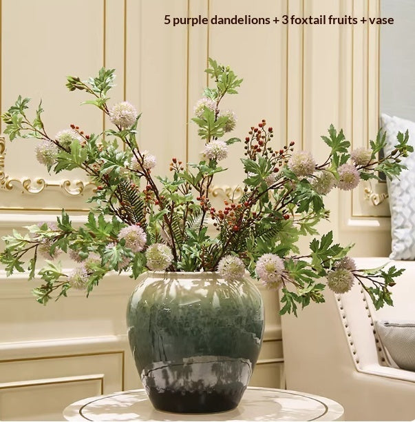 Ceramic Holly Vase with Artificial Floral Arrangement
