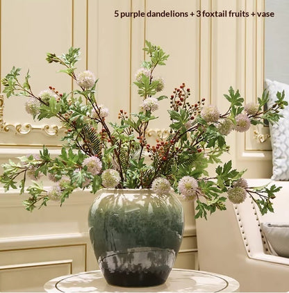 Ceramic Holly Vase with Artificial Floral Arrangement