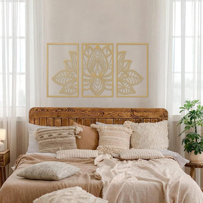Handmade Metal Golden Lotus Mandala Wall Art