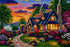 Close up of the finished enchanted Tudor cottage diamond painting with sparkling drills | Azurra Shop
