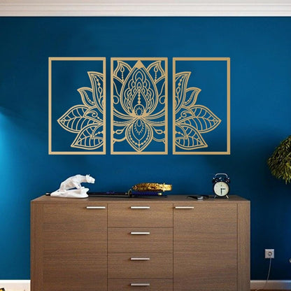 Handmade Metal Golden Lotus Mandala Wall Art