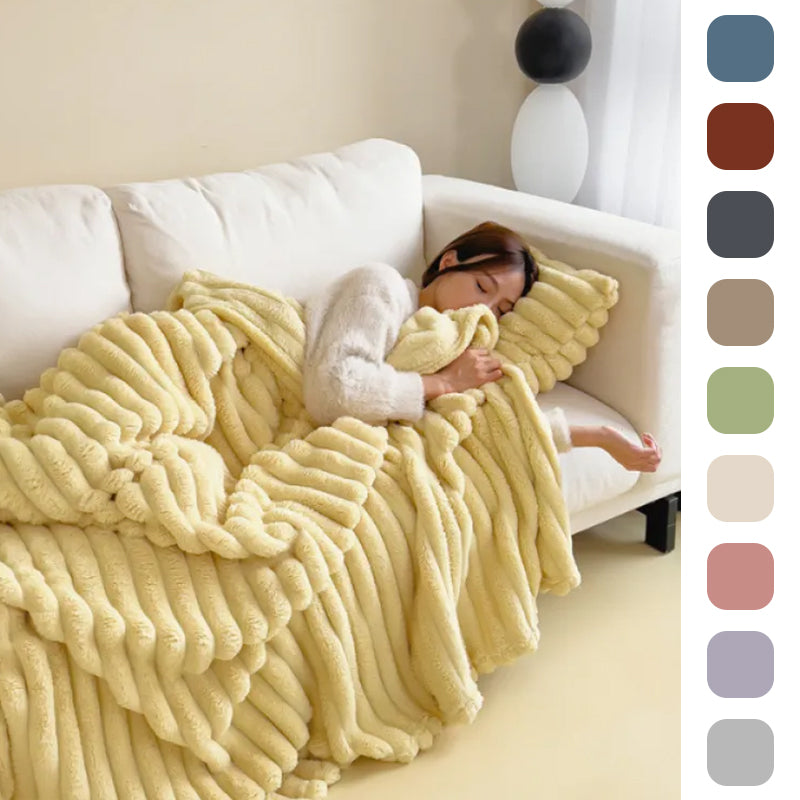 Bubble Faux Rabbit Fur Throw Blanket — double-sided plush polyester, 5 colors, 6 sizes — Azurra Shop