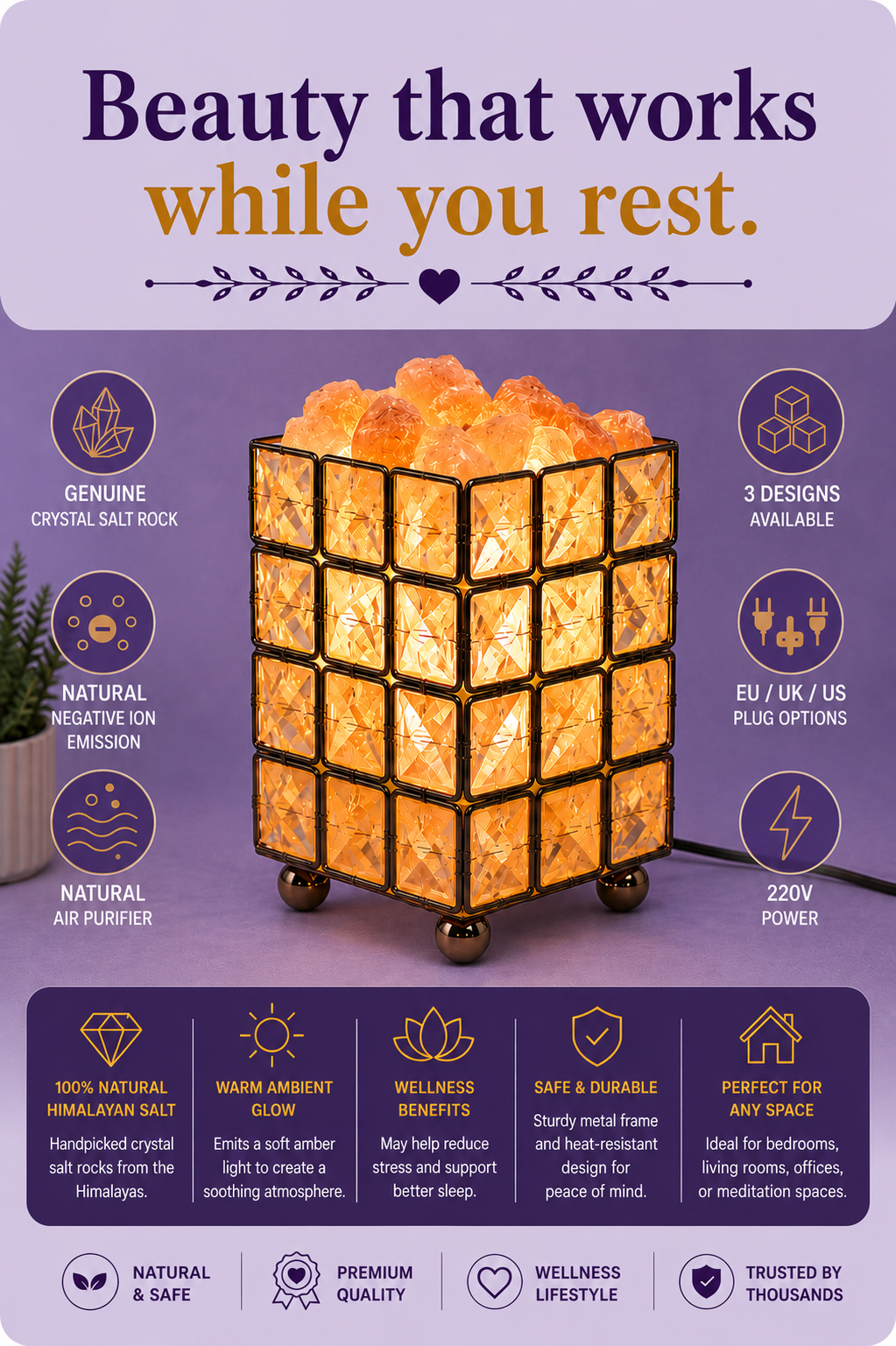 Crystal Salt Table Lamp