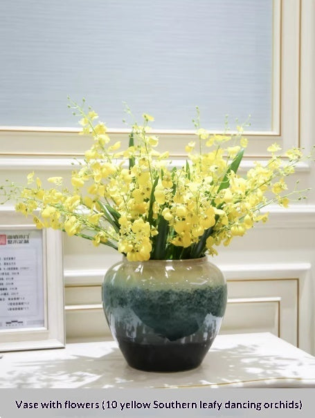 Ceramic Holly Vase with Artificial Floral Arrangement