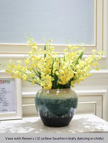 Ceramic Holly Vase with Artificial Floral Arrangement