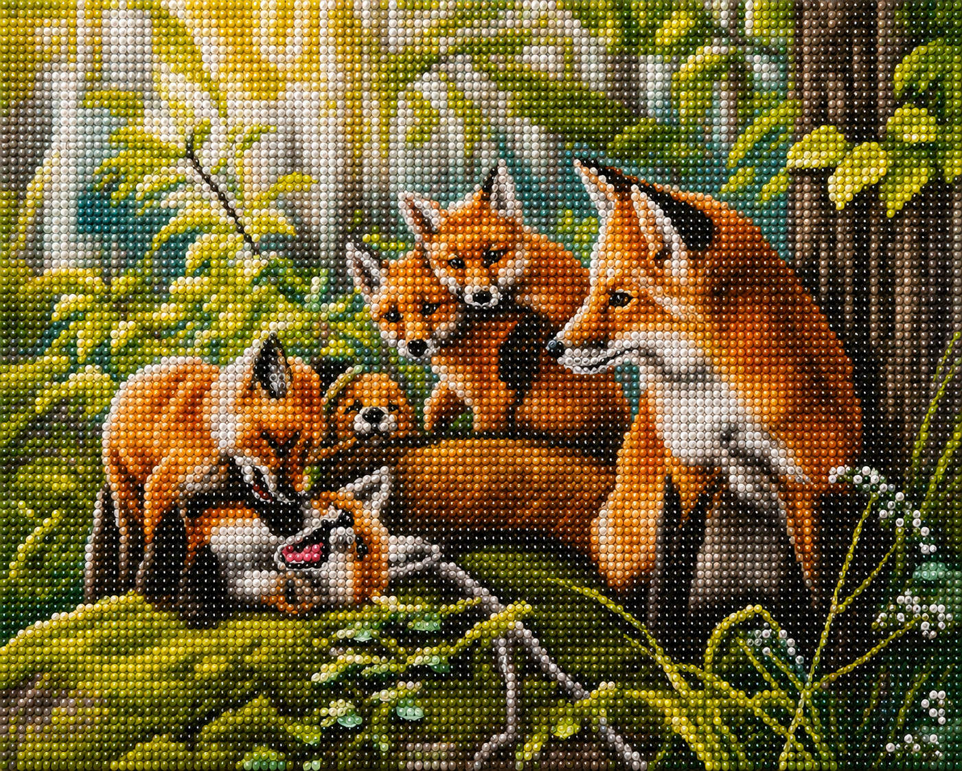 Fox Family in the Forest Diamond Painting Kit