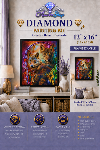 Wolf Duo Galaxy Rainbow Diamond Painting Kit