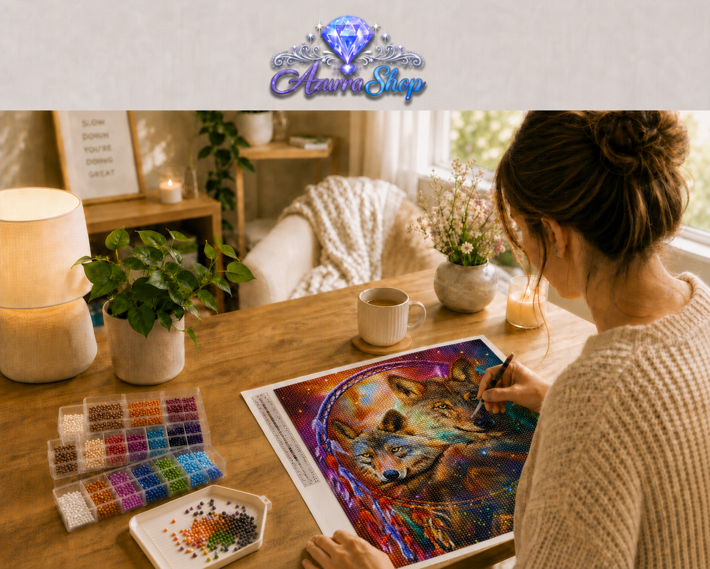 Wolf Duo Galaxy Rainbow Diamond Painting Kit