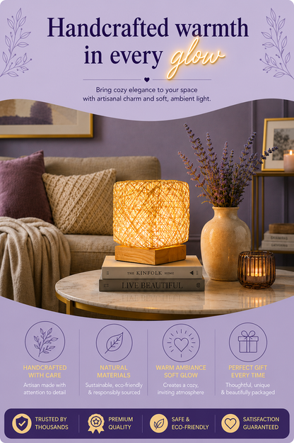 Hand-Knit Rattan LED Desk Lamp