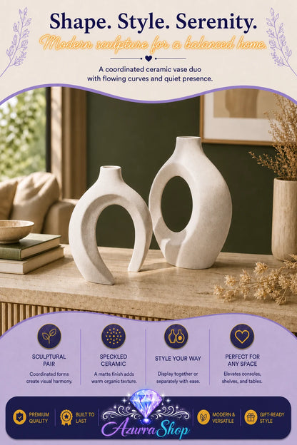 Entwined Ceramic Vase Duo, Set of 2entwined