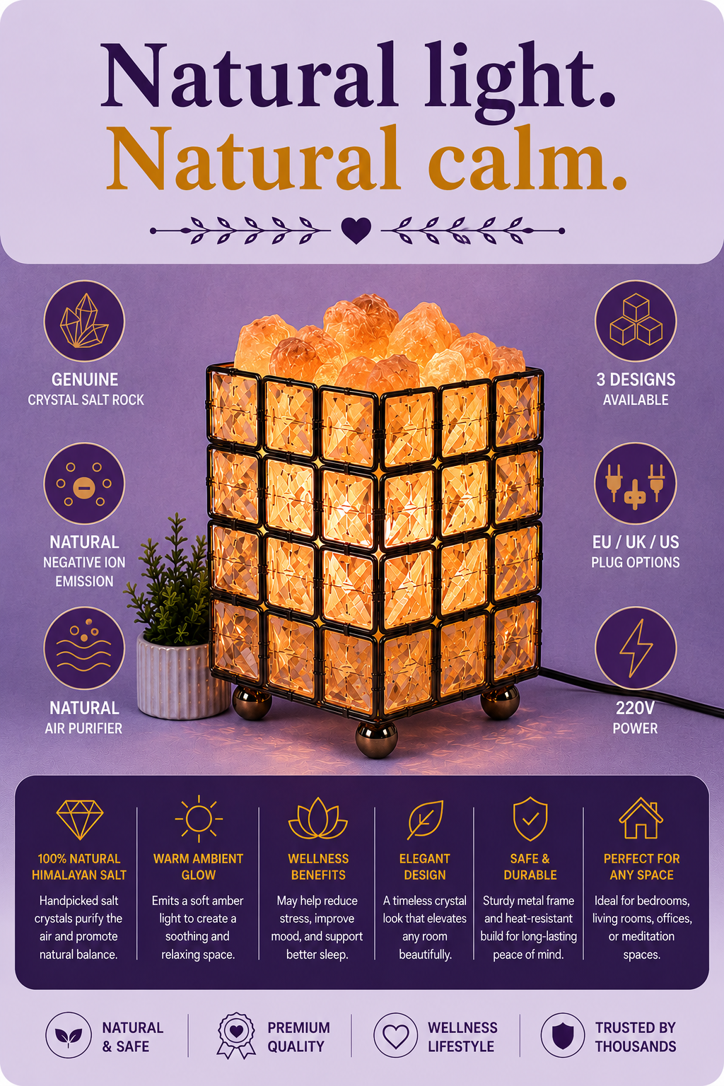 Crystal Salt Table Lamp