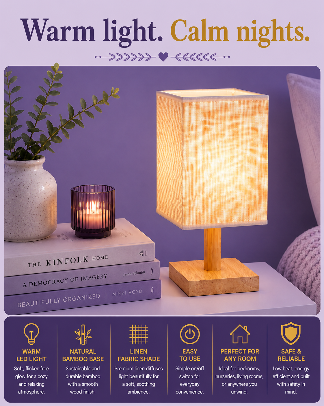 Bamboo &amp; Wood LED Night Light