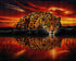 Close up of the finished jaguar at fiery sunset diamond painting | Azurra Shop
