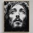 Close up of the finished Jesus Christ diamond painting in black and white, wearing the Crown of Thorns