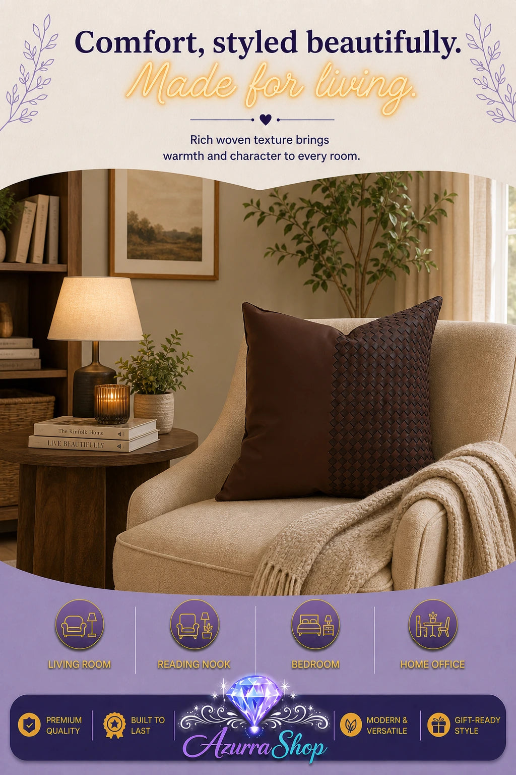 Cognac Weave Pillow