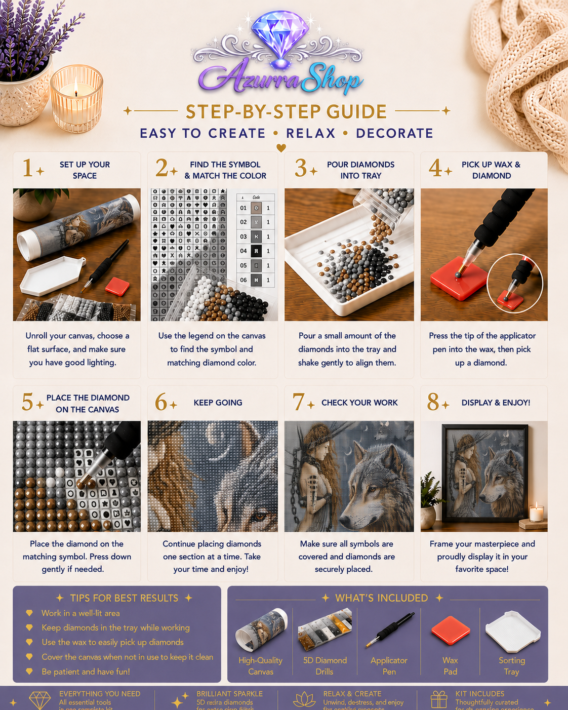 Wolf &amp; Maiden Crescent Diamond Painting Kit