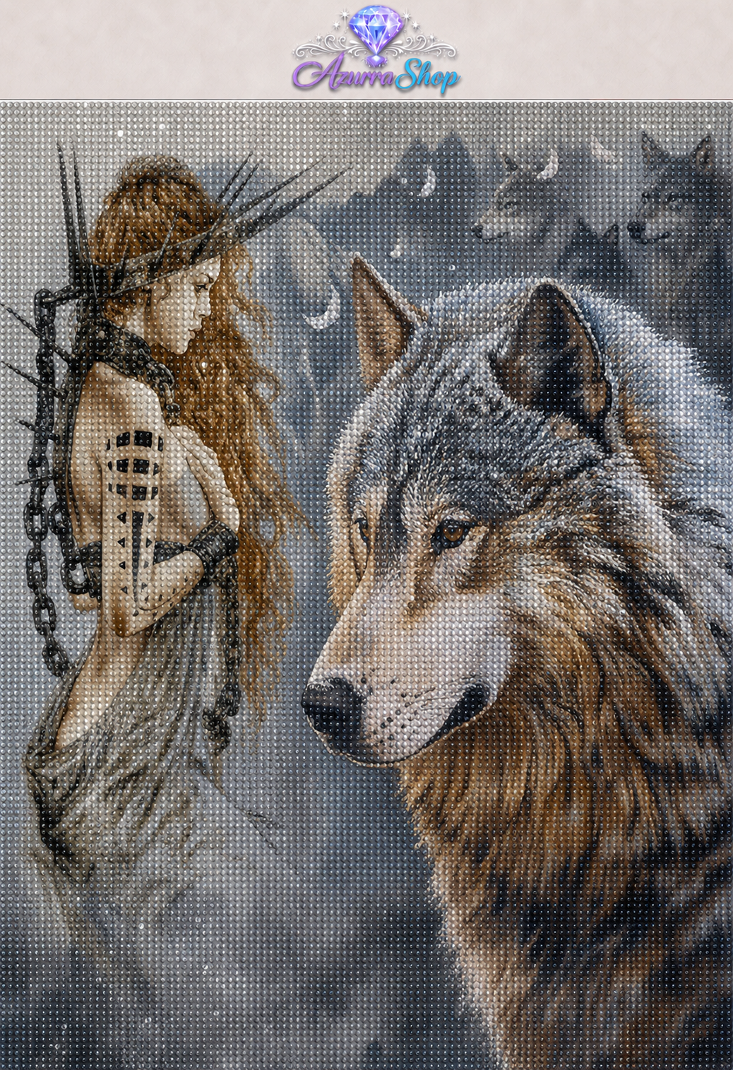 Wolf &amp; Maiden Crescent Diamond Painting Kit