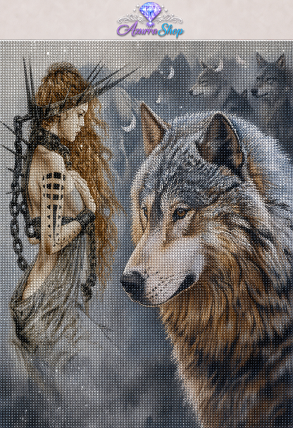 Wolf &amp; Maiden Crescent Diamond Painting Kit