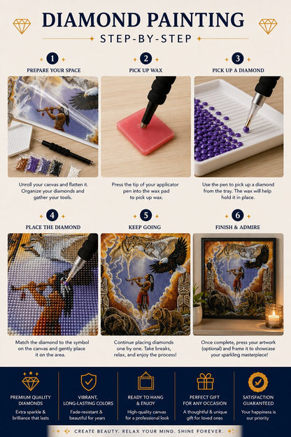 Six step instructions for completing a diamond painting kit from preparing your space to finishing and admiring the art | Azurra Shop
