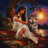 Close up of the finished Native American woman and wolf at sunset diamond painting | Azurra Shop
