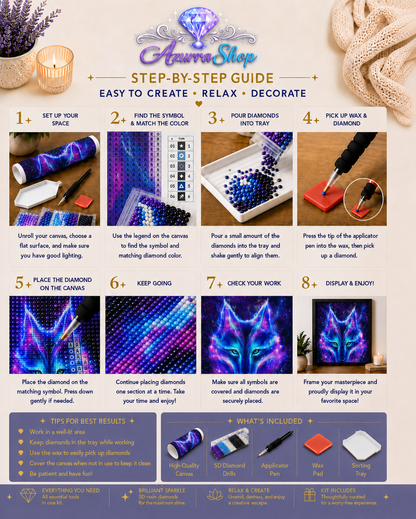 Neon Wolf Spirit Diamond Painting Kit
