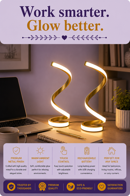 Spiral LED Desk Lamp — Set of 2