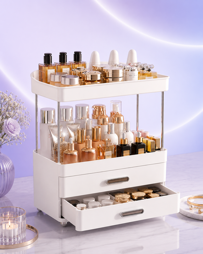 Makeup Organizer with Drawers — 4-Tier Vanity &amp; Skincare Storage