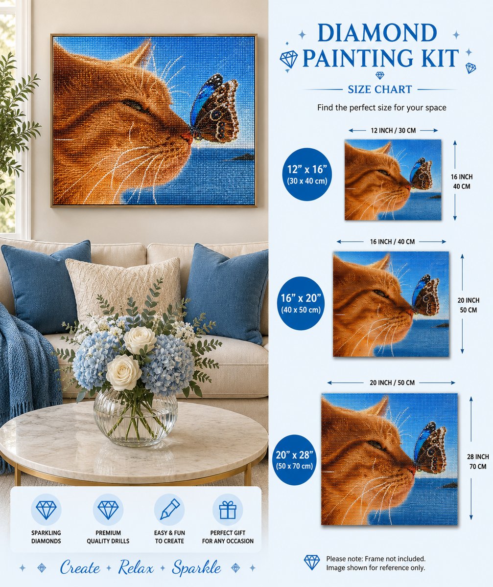 Framed tan calico cat design option | Azurra Shop