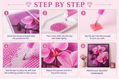 Step by step instructions for completing a diamond painting kit from canvas prep to display | Azurra Shop