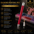 Red diamond painting drill pen with spare tip, shown next to a tray of sorted diamonds