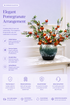 Orange pomegranate ceramic vase styled on entryway console — elegant artificial fruit branch arrangement — Azurra Shop
