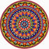 Finished rainbow ring mandala diamond painting with colorful concentric circles of gems and beads in red, gold, and blue | Azurra Shop
