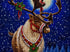 Close up of the finished reindeer diamond painting with holly on its antlers and jingle bells around its neck | Azurra Shop