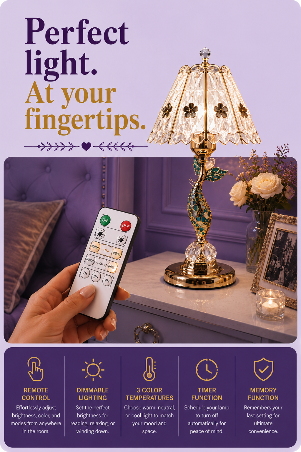 Luxurious Crystal Bedside Table Lamp