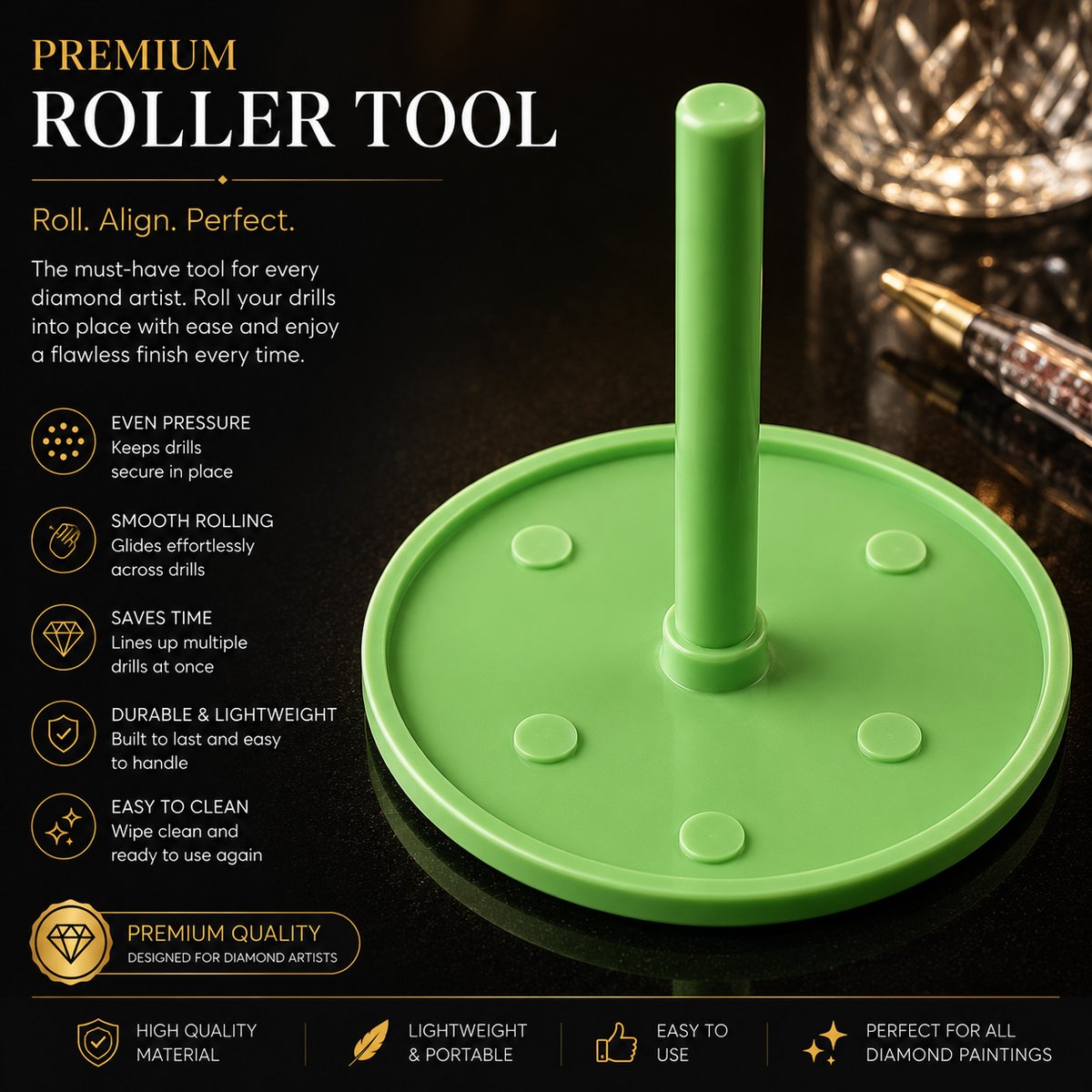 Large diamond painting roller shown from above